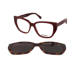 Max Mara MM5212 069 Burgundy Cat Eye Eyeglasses & Magnetic Clip-On Sunglasses